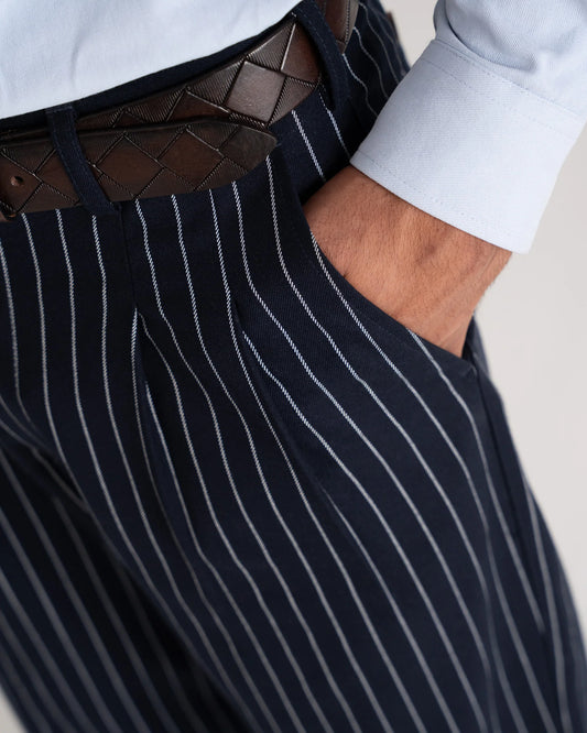 Pinstripe pleated pants