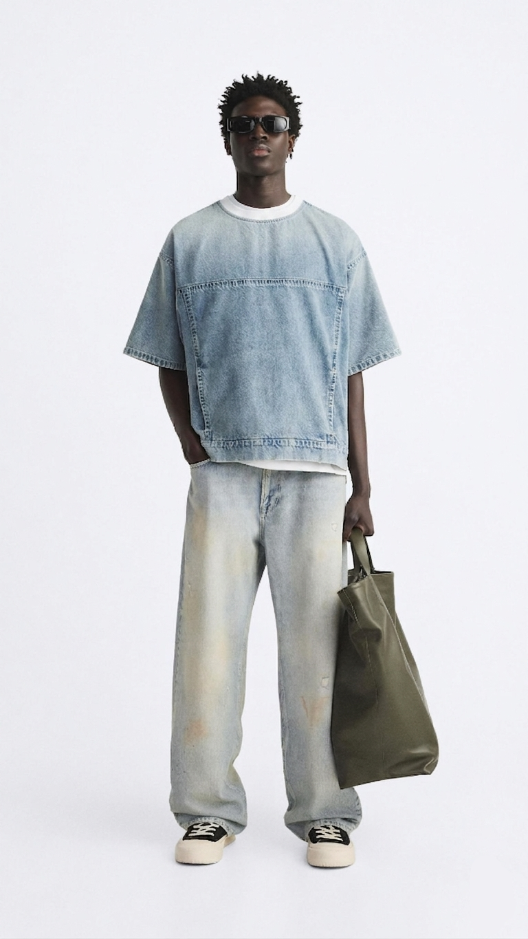 Denim T-shirt .
