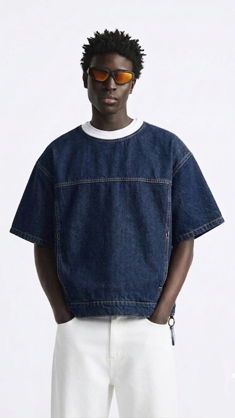 Denim T-shirt .