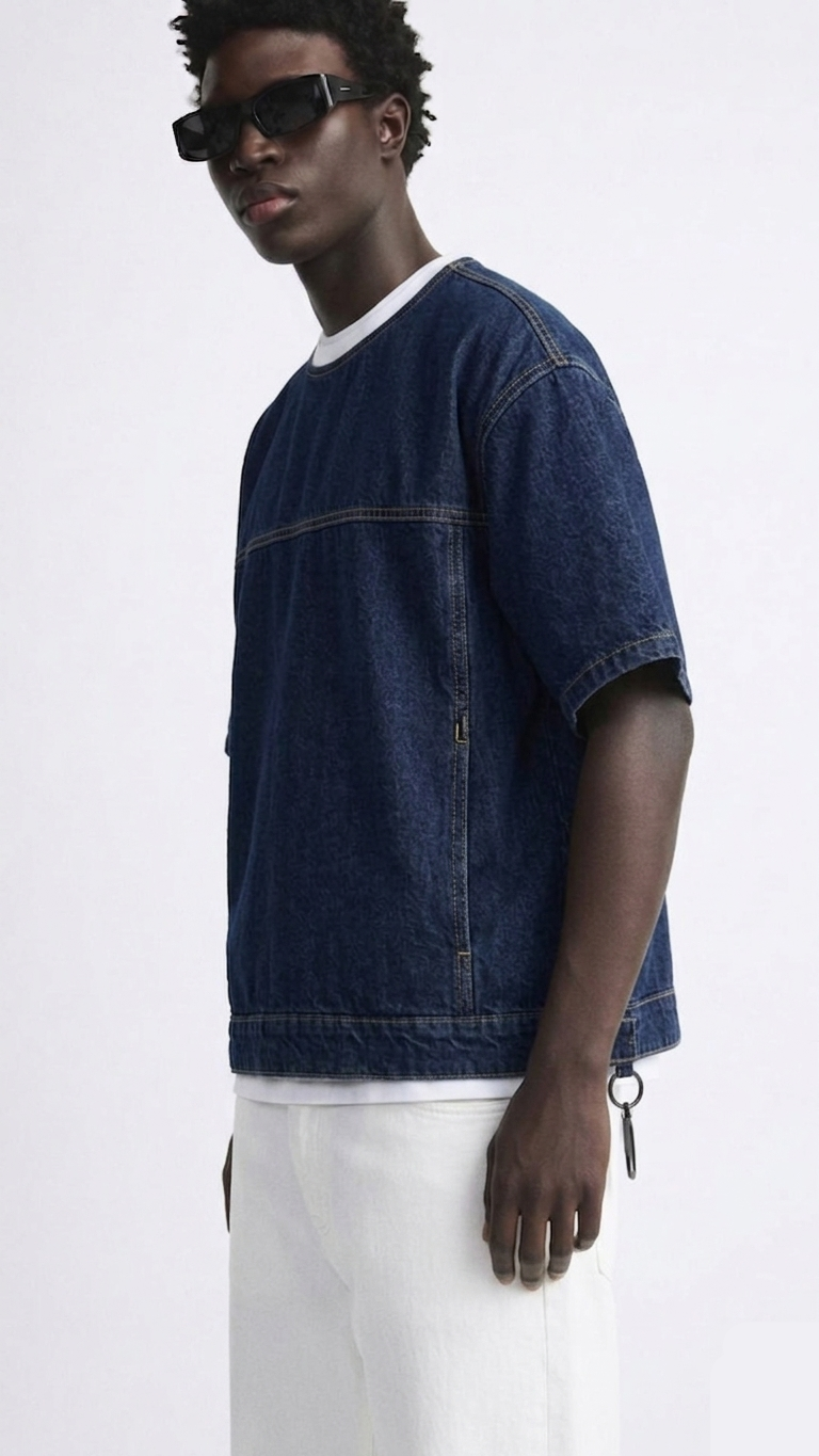 Denim T-shirt .