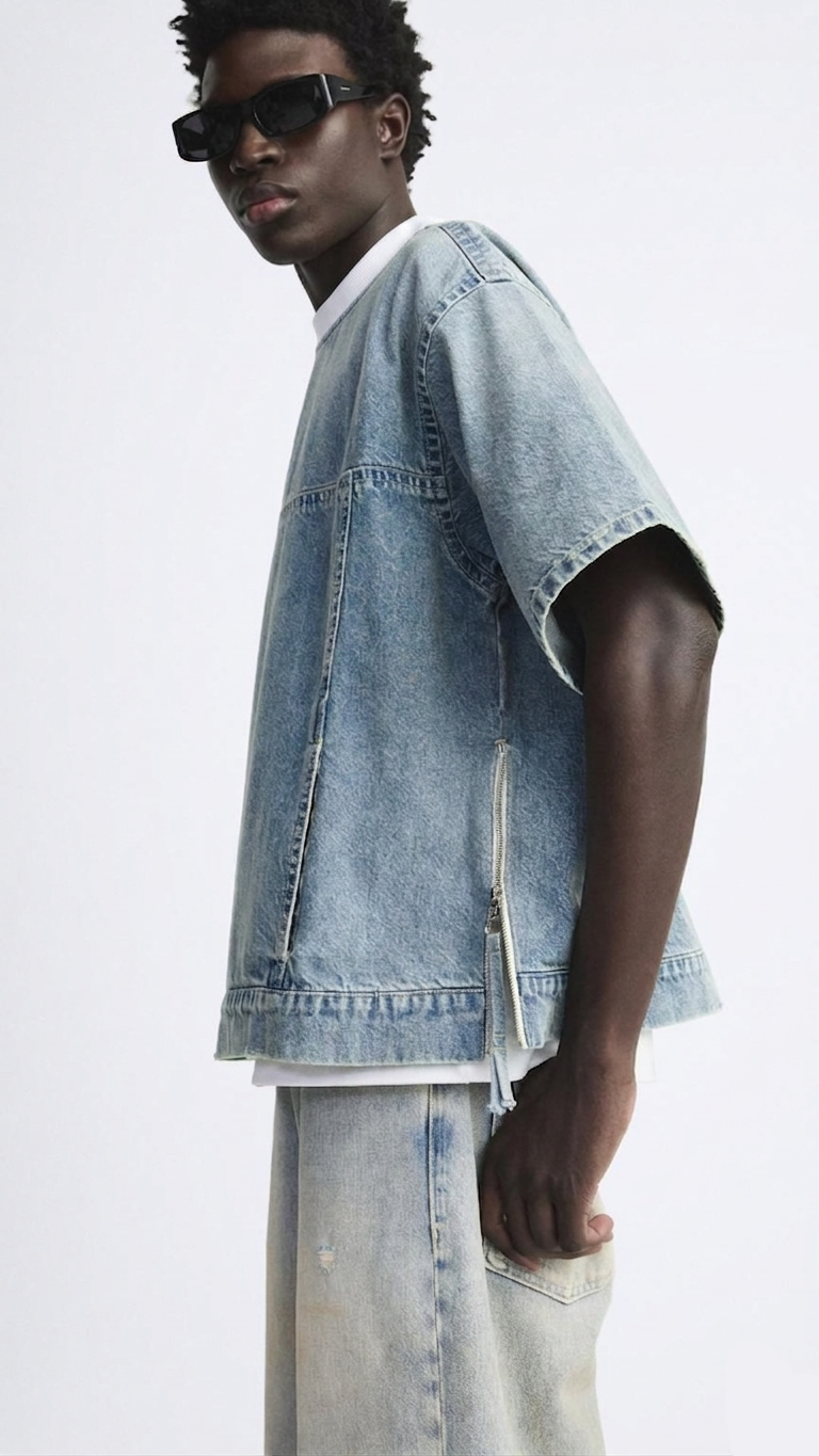 Denim T-shirt .