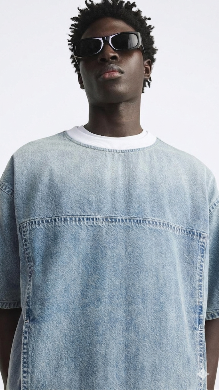 Denim T-shirt .