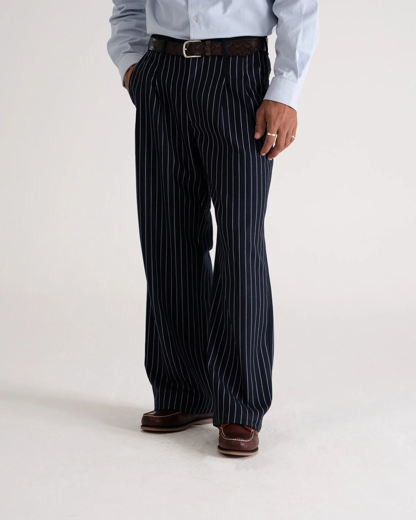 Pinstripe pleated pants